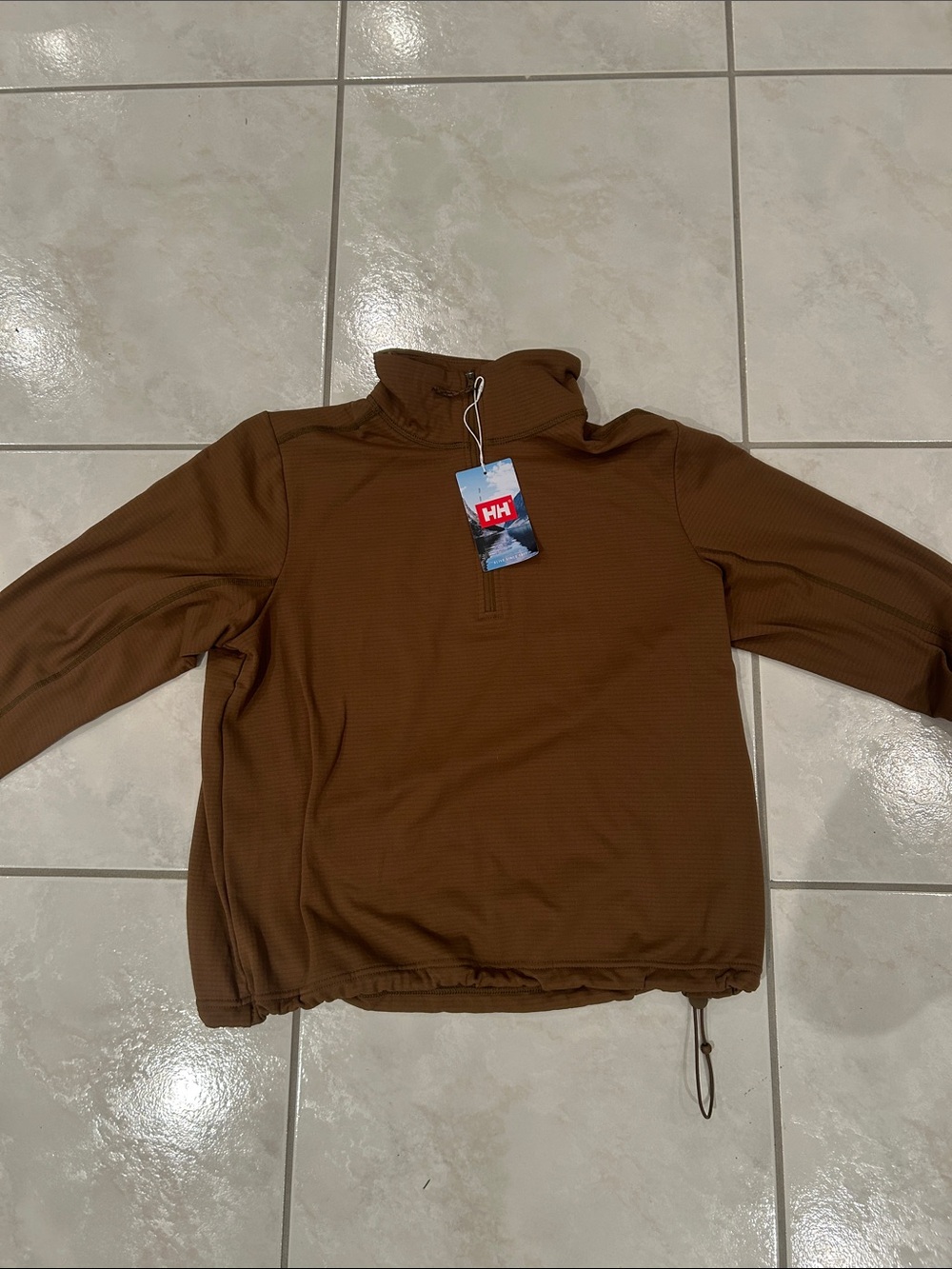 Helly Hansen Brown Half-Zip Pullover with Drawcord Hem